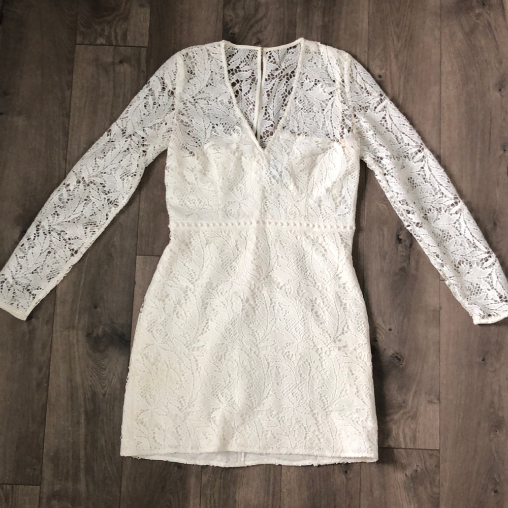 Long sleeve white lace dress